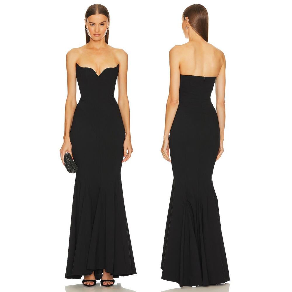 Michael Costello x REVOLVE Billie Gown Maxi Strapless Formal Prom Hoco Black XS